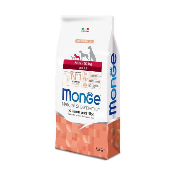 Monge secco cane adulto mini 7,5kg con salmone e riso, crocchette piccole adatte a cani di taglia mini Monge secco cane adulto mini 7,5kg con salmone e riso, crocchette piccole adatte a cani di taglia mini
